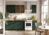 Кухня Ирис 2,0 м Компановка №2  Дуб Крафт Золотой/Браш Грин кухня ирис 2,0 м компановка №2  дуб крафт золотой/браш грин