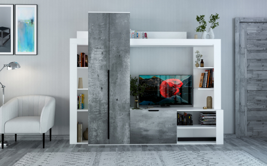 Гостиная Соренто В-2 Белый/Метрополитан Грей - купить за 27680.00 руб.