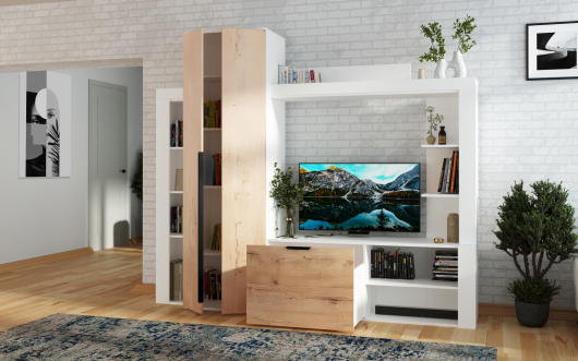 Гостиная Соренто В-2 Белый/Дуб Ирландский - купить за 27680.00 руб.