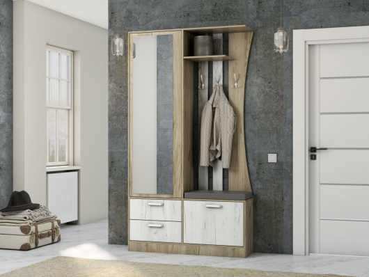 Прихожая Аэлита 5 Дуб Серый Крафт/Дуб Белый Крафт - купить за 28484.00 руб.