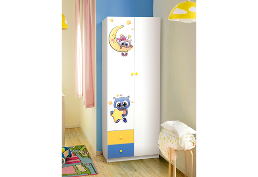 Шкаф 2-х дверный комбинированный с ящиками и фотопечатью Совята 2.1 - купить за 15203.00 руб.