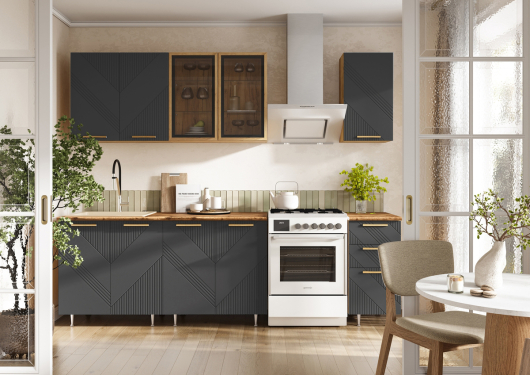 В продаже Кухня Ирис 2,0 м Компановка №2  Дуб Крафт Золотой/Браш Графит Кухня Ирис 2,0 м Компановка №2  Дуб Крафт Золотой/Браш Графит - купить за 36010.00 руб.