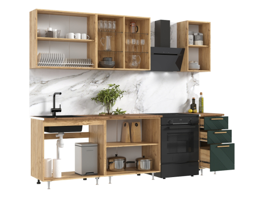 В продаже Кухня Ирис 2,0 м Компановка №2  Дуб Крафт Золотой/Браш Грин Кухня Ирис 2,0 м Компановка №2  Дуб Крафт Золотой/Браш Грин - купить за 36010.00 руб.