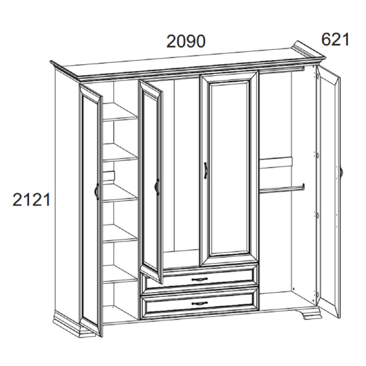 Шкаф 4D2SZ Тиффани - купить за 81899.00 руб.