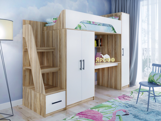 Кровать-чердак Тея со шкафом - купить за 39150.00 руб.