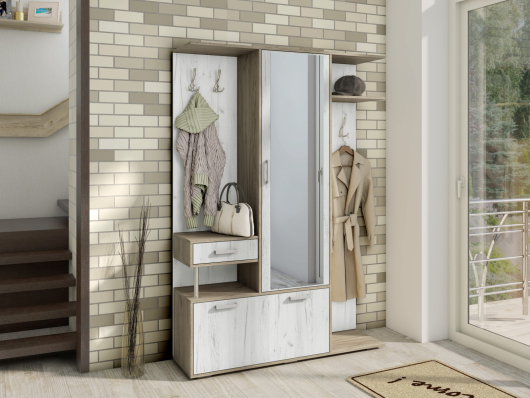 Прихожая Арго 1 Дуб Серый Крафт/Дуб Белый Крафт - купить за 24292.00 руб.