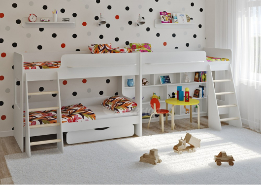 Трехъярусная кровать Легенда 25.3 белая - купить за 52040.00 руб.