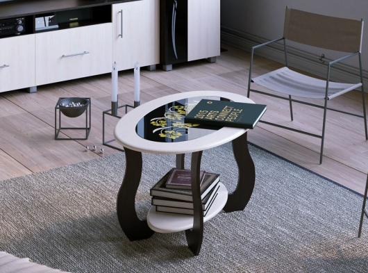 Стол журнальный СЖ-6 стелешница дуб молочный/стекло чёрное - купить за 4796.00 руб.