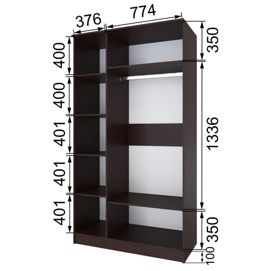 Шкаф Кано КПШ-2 Венге/Дуб Крафт золотой - купить за 21618.00 руб.
