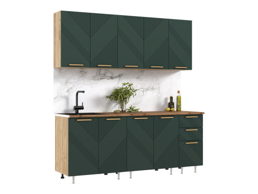 В продаже Кухня Ирис 2,0 м Дуб Крафт Золотой/Браш Грин Кухня Ирис 2,0 м Дуб Крафт Золотой/Браш Грин - купить за 34630.00 руб.